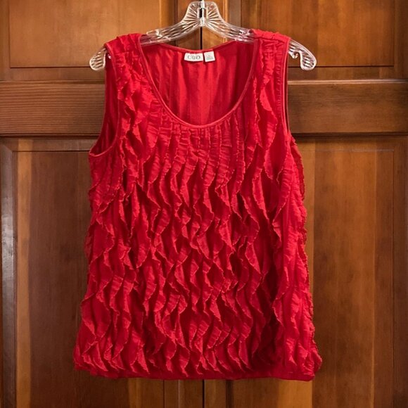 CATO Red Ruffle Tank Top Blouse - Size XL - Sleeveless with Stretch - Picture 3 of 7